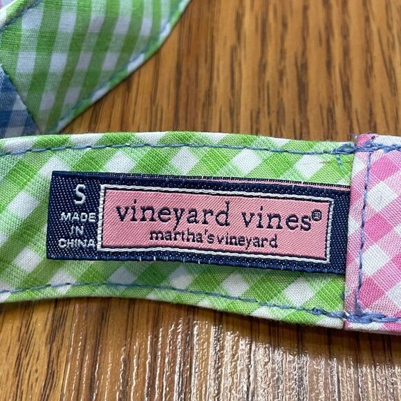 Vineyard Vines Gingham Check Canvas Belt Pink Blue Green Cotton D Rings Whale S - Picture 9 of 9